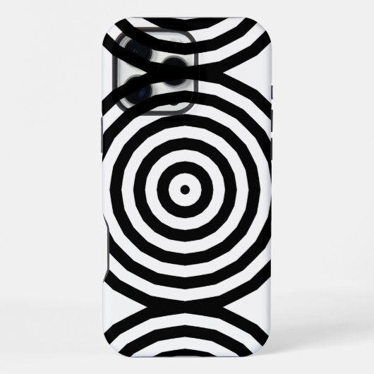 Coque iPhone 16 Pro Max Cercles concentriques noir et blanc Illusion d'opt (Verso)