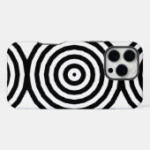 Coque iPhone 16 Pro Max Cercles concentriques noir et blanc Illusion d'opt (Verso Horizontal)