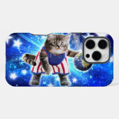 Coque iPhone 16 Pro Max Chat de l'espace jouant au basket-ball (Verso Horizontal)