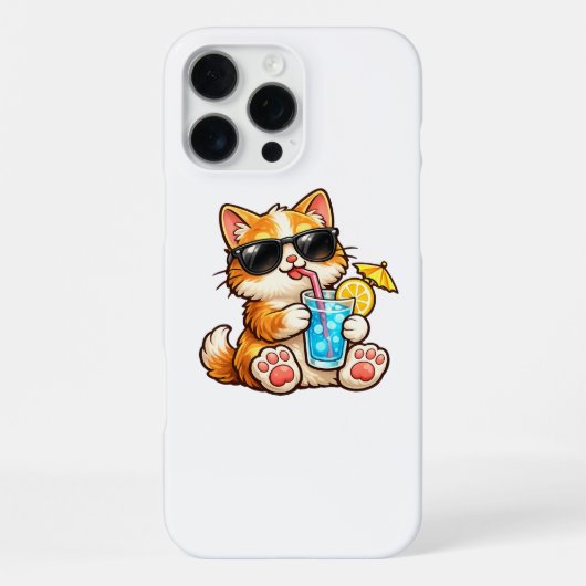 Coque iPhone 16 Pro Max Chat d'été cool (Verso)