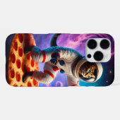 Coque iPhone 16 Pro Max Chat drôle volant une pizza astronaute Kitty Espac (Verso Horizontal)