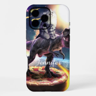 Coque iPhone 16 Pro Max Chat équitation dinosaure licorne dans l'espace