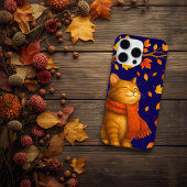 Coque iPhone 16 Pro Max Chat Mignon Bleu Royal Automnal Cosy