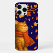 Coque iPhone 16 Pro Max Chat Mignon Bleu Royal Automnal Cosy (Verso)