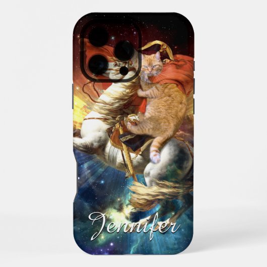 Coque iPhone 16 Pro Max Chat Napoléon dans l'espace (Verso)