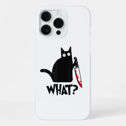 Coque iPhone 16 Pro Max Chat Qu'est-ce que_ Drôle Chat Noir (Verso)