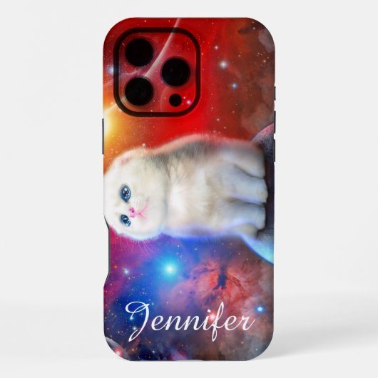 Coque iPhone 16 Pro Max Chat qui pleure dans l'espace (Verso)