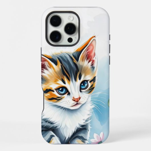 Coque iPhone 16 Pro Max Chaton dans un jardin de fleurs floral (Verso)