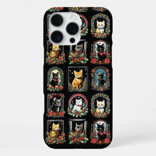 Coque iPhone 16 Pro Max Chats de Noël Chaton Vintage