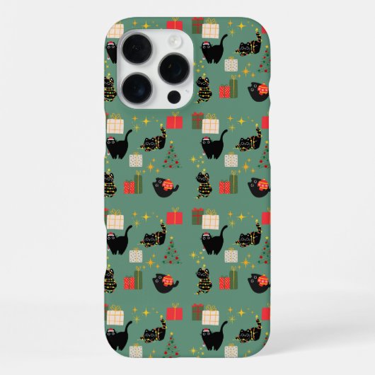 Coque iPhone 16 Pro Max Chats noirs de Noël (Verso)