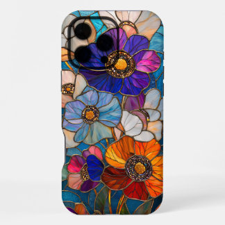 Coque iPhone 16 Pro Max Chef-d'œuvre floral en verre coloré radieux