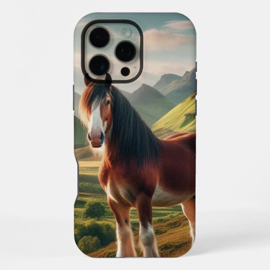 Coque iPhone 16 Pro Max cheval Clydesdale des Highlands d'Écosse (Verso)