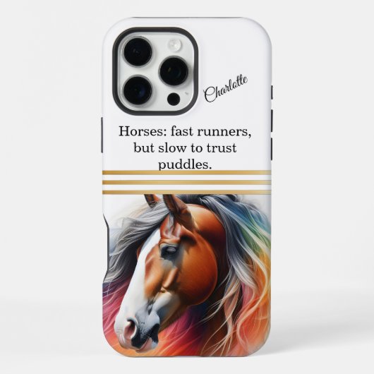 Coque iPhone 16 Pro Max Cheval vibrant à crinière - Art IA (Verso)