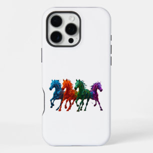 Coque iPhone 16 Pro Max Chevaux de verre vibrant – Art de cheval coloré et