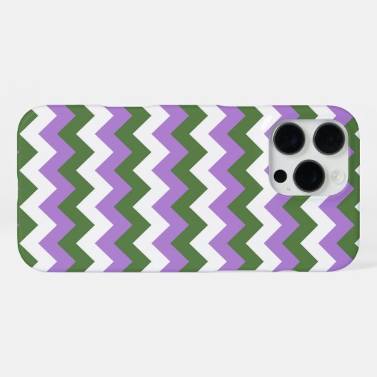Coque iPhone 16 Pro Max Chevron Zigzag Lavande, Vert et Blanc (Verso Horizontal)