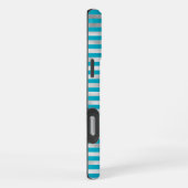 Coque iPhone 16 Pro Max Chic Aqua Silver Stripes Monogramme (Côté droit)