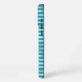 Coque iPhone 16 Pro Max Chic Aqua Silver Stripes Monogramme (Côté gauche)