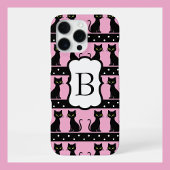 Coque iPhone 16 Pro Max Chic Cat Monogram Pattern Customizable Initial