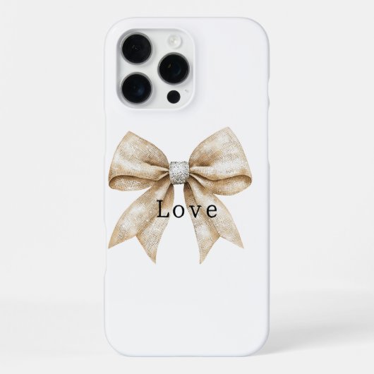 Coque iPhone 16 Pro Max Chic Crème Glam Argent Bow Love (Verso)