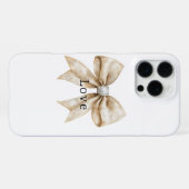 Coque iPhone 16 Pro Max Chic Crème Glam Argent Bow Love (Verso Horizontal)