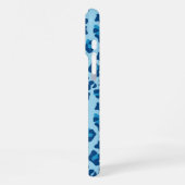 Coque iPhone 16 Pro Max Chic Imprimé Léopard Bleu Foncé Clair Sur Bleu Pas (Côté gauche)