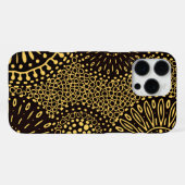 Coque iPhone 16 Pro Max Chic Or Noir Fleur Ethnique (Verso Horizontal)
