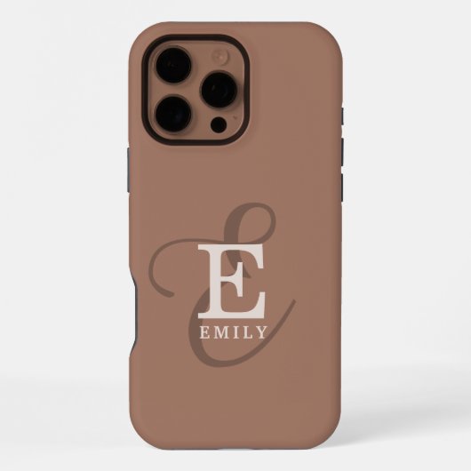 Coque iPhone 16 Pro Max Chic Unique Monogramme Mocha Brown (Verso)