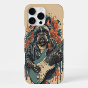 Coque iPhone 16 Pro Max Chien Bouledogue Français Guitariste Fan de Musiqu