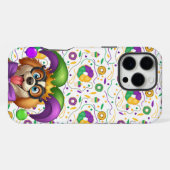 Coque iPhone 16 Pro Max Chien chiot mignon Mardi Gras en casquette jester (Verso Horizontal)