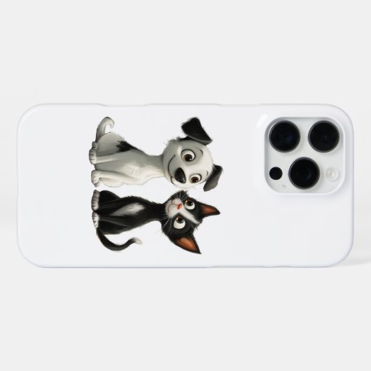 Coque iPhone 16 Pro Max Chien de chat coupé (Verso Horizontal)