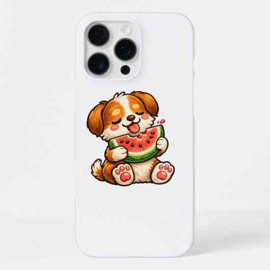 Coque iPhone 16 Pro Max Chien mignon pastèque (Verso)