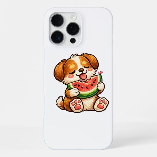 Coque iPhone 16 Pro Max Chien mignon pastèque (Verso)