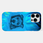 Coque iPhone 16 Pro Max Chiots Staffy Bleu (Verso Horizontal)