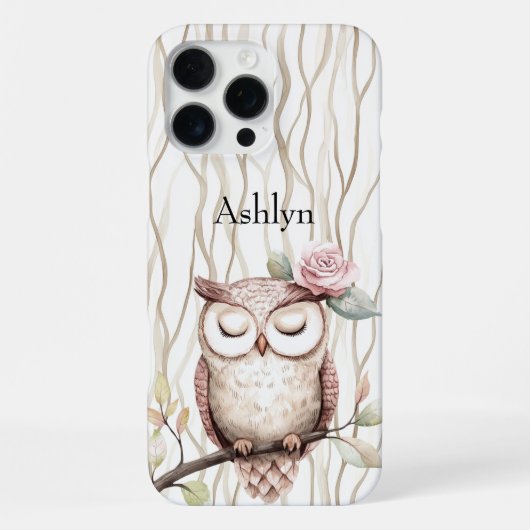 Coque iPhone 16 Pro Max Chouette Fleur Rose Enchantée (Verso)