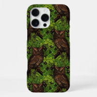 Chouettes dans le chêne, vert et marron