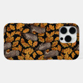 Coque iPhone 16 Pro Max Chouettes d'automne sur noir (Verso Horizontal)