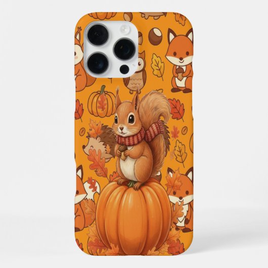 Coque iPhone 16 Pro Max Citrouille Automne et l'Écureuil (Verso)