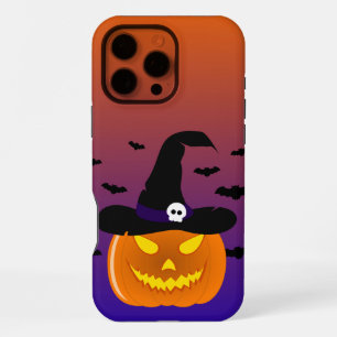 Coque iPhone 16 Pro Max Citrouille d’Halloween Jack o’ Casquette de sorciè