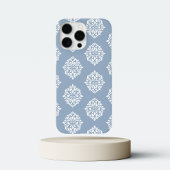 Coque iPhone 16 Pro Max Classique Chic Damassé Régence Bleu Clair Hiver