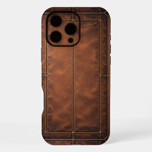 Coque iPhone 16 Pro Max Classique cuir marron (Verso)
