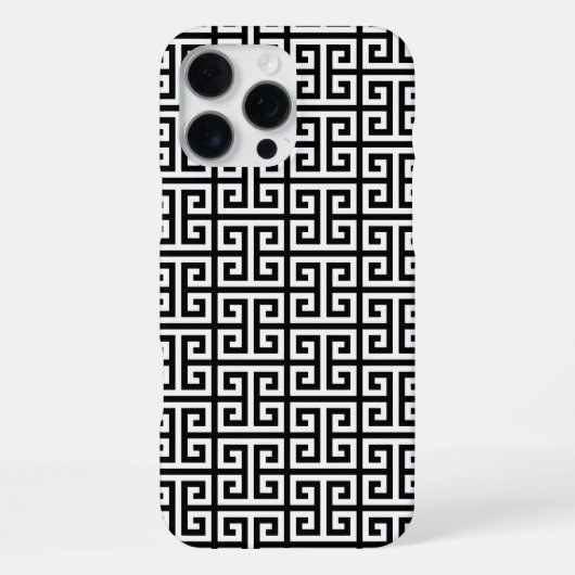 Coque iPhone 16 Pro Max Clé grecque noir et blanc (Verso)