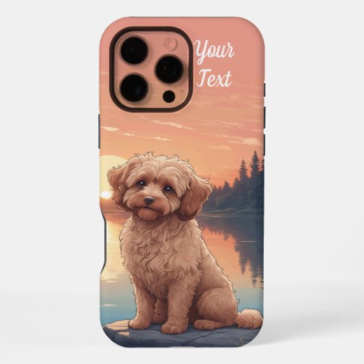 Coque iPhone 16 Pro Max Cockapoo au bord du lac (Verso)