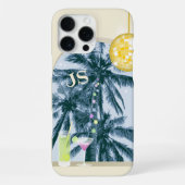 Coque iPhone 16 Pro Max Cocktail léger Disco Ball on Yellow Initials (Verso)