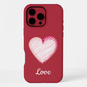 Coque iPhone 16 Pro Max Coeur d'amour rose rouge
