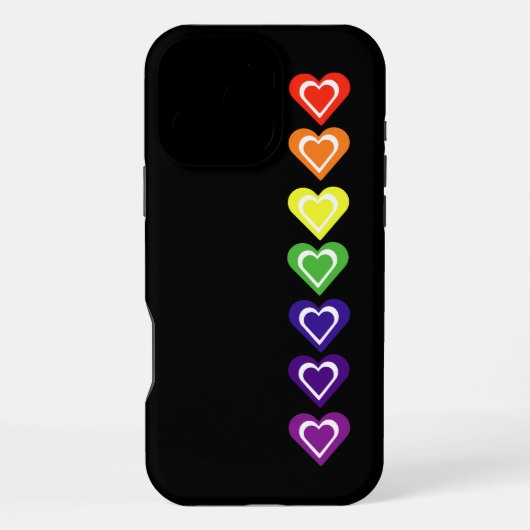 Coque iPhone 16 Pro Max Cœurs arc-en-ciel (Verso)