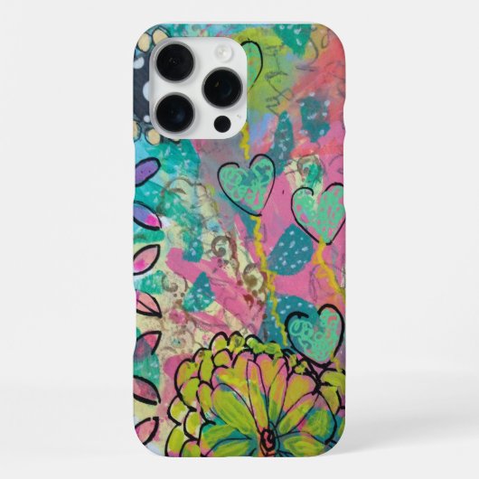 Coque iPhone 16 Pro Max Coeurs et fleurs (Verso)
