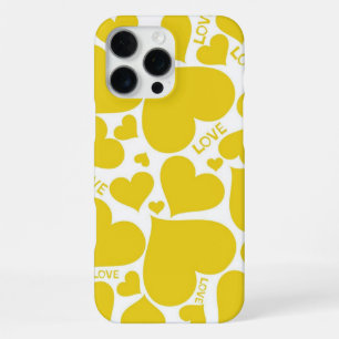 Coque iPhone 16 Pro Max Cœurs jaunes gras et lumineux d'amour