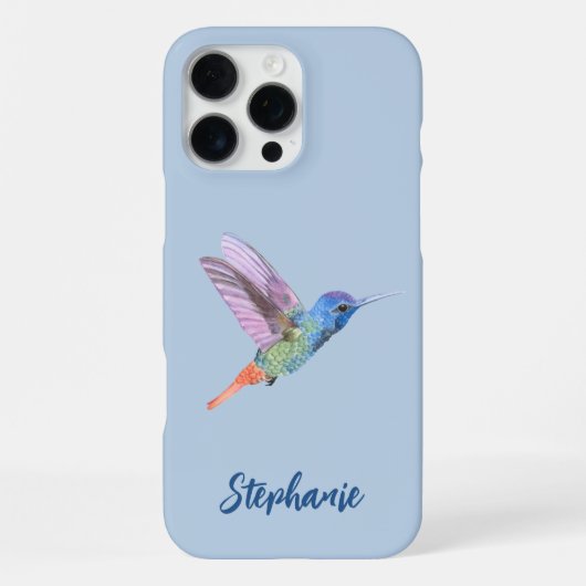 Coque iPhone 16 Pro Max Colibri Oiseau Bleu (Verso)