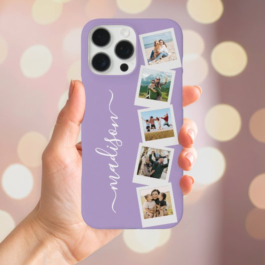 Coque iPhone 16 Pro Max Collage de photos de nom de monogramme moderne 5