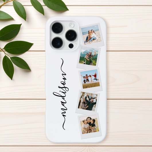 Coque iPhone 16 Pro Max Collage de photos de nom de monogramme moderne 5